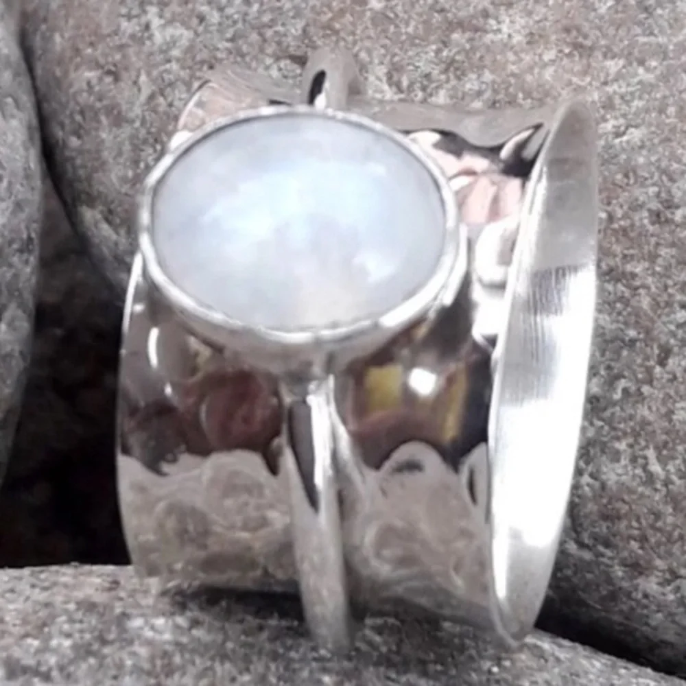 Moonstone Meditation Spinner Ring - Picture 2 of 2